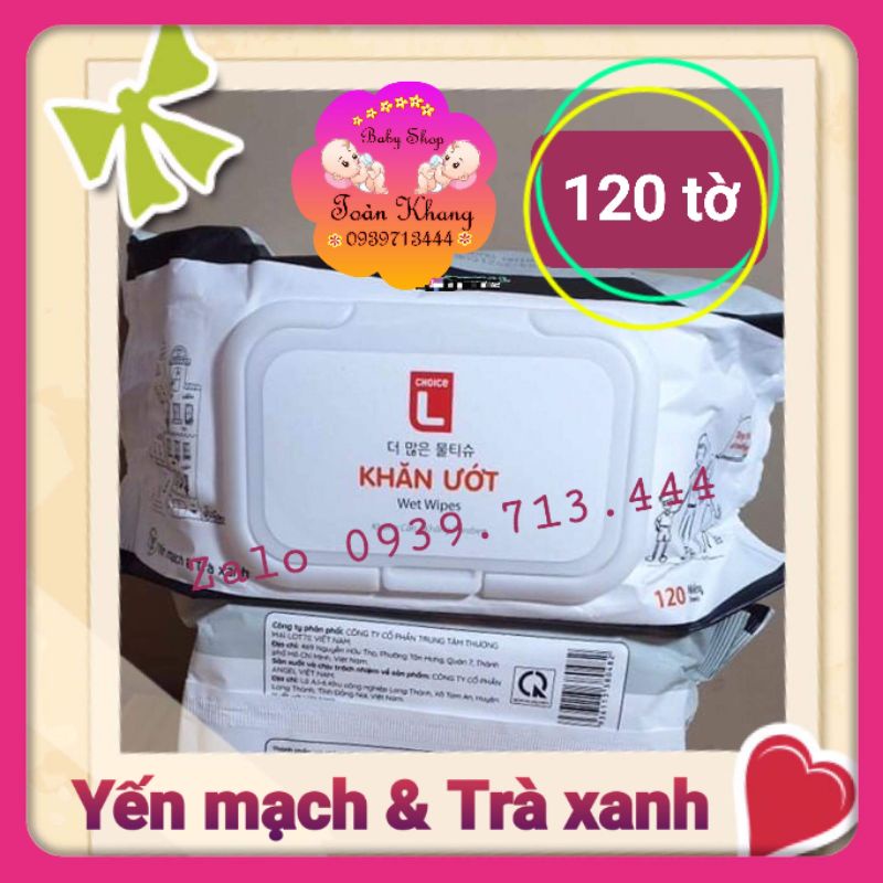 💥KHĂN ƯỚT GIA ĐÌNH CHOICE L LOTTE 120 MIẾNG