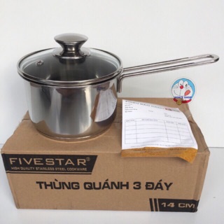 Quánh xoong bột FiveStar 14cm, 3 đáy, đun từ