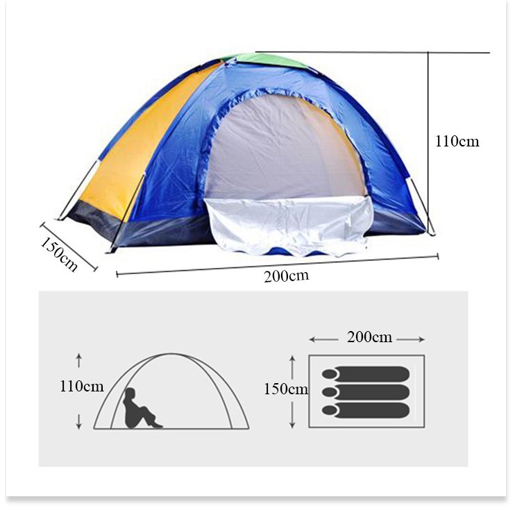 Lều phượt du lịch, picnic, câu cá, cắm trại, trẻ em 2 lớp cửa cao cấp