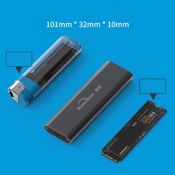 Box SSD M.2 PCIe NVMe USB-C 3.1 có tản nhiệt Blueendless BS-2802N