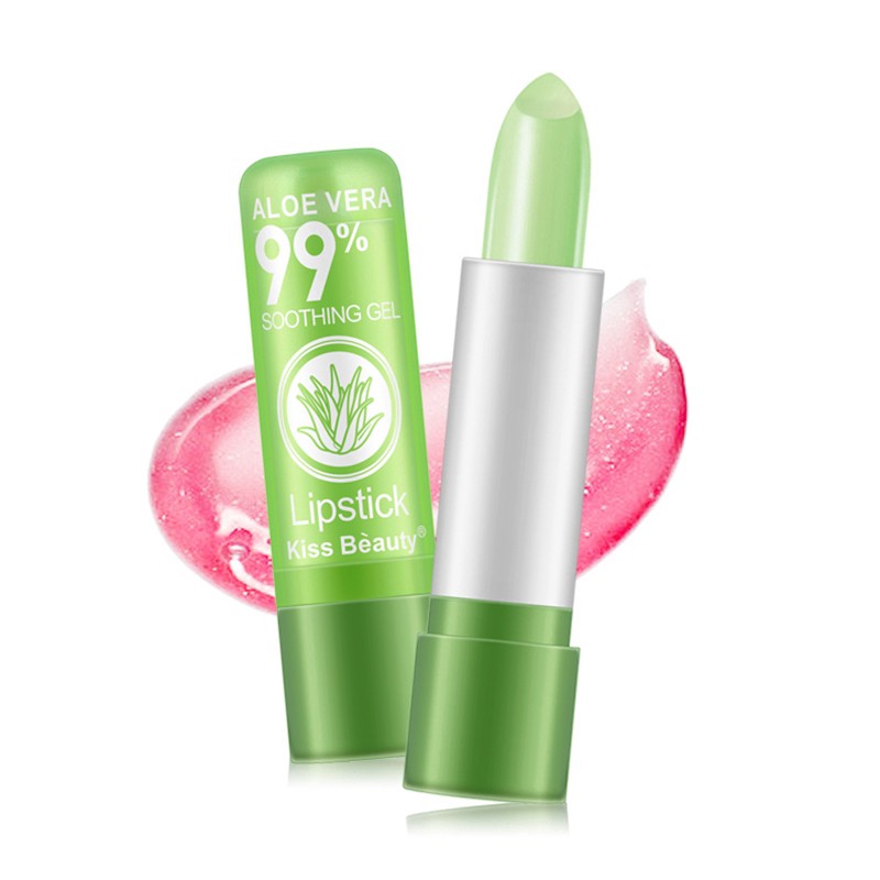 Son dưỡng lô hội Kiss Beauty thay đổi màu môi và chăm sóc môi 2020