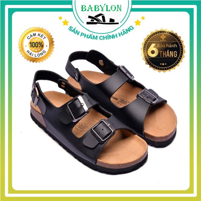 💥💥Sandal 2 khóa da pu màu đen ĐẾ TRẤU