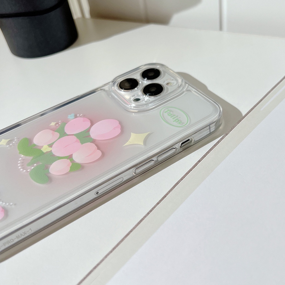 Ốp điện thoại trong suốt hoa tulip màu laser thích hợp cho iPhone 7 8 PLUS X XR XS 11 12 13 14 MINI PRO MAX SE 2020