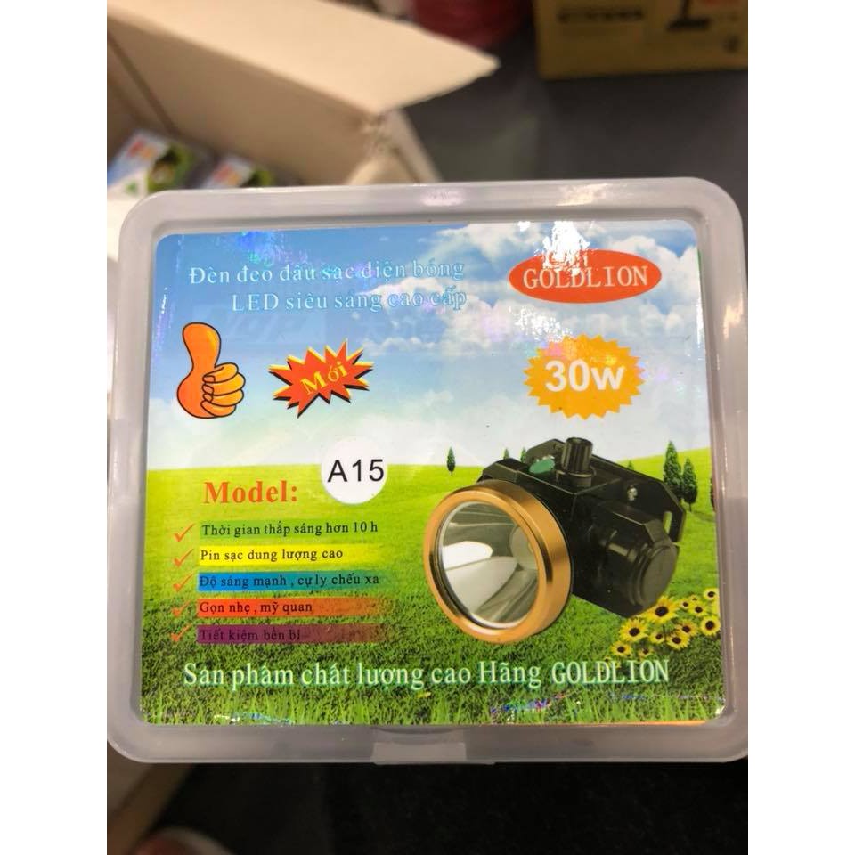 Đèn pin sạc đội đầu led GoldLion A15 siêu sáng 30W