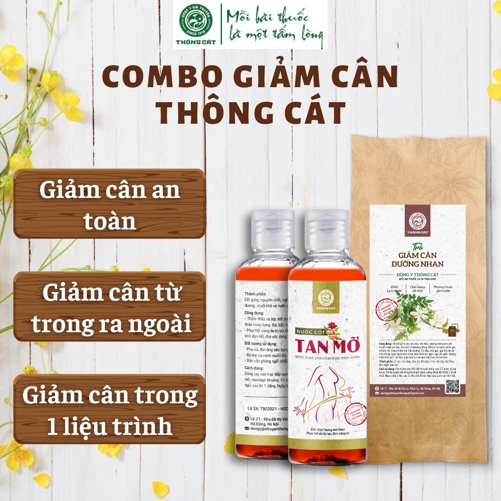 Tan mỡ bụng giảm cân Đông y gia truyền Thông cát (Since 1918) -  Combo kem tan mỡ và trà thảo mộc giảm cân HIỆU QUẢ