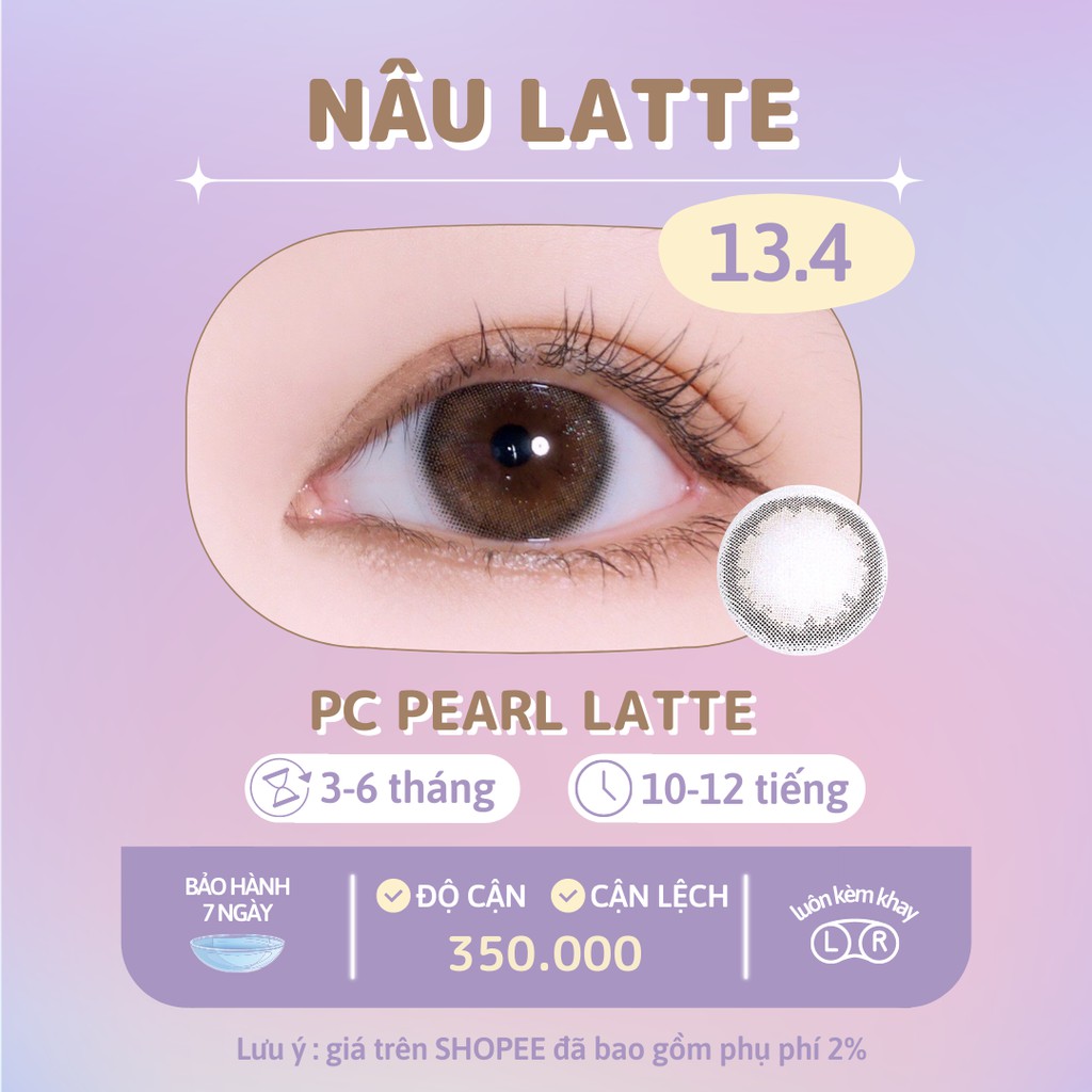 Kính áp tròng nâu latte ánh nhũ Siesta Pearl Latte Brown dành cho mắt nhạy cảm - Pc Hydrogel | Hạn sử dụng 6 tháng