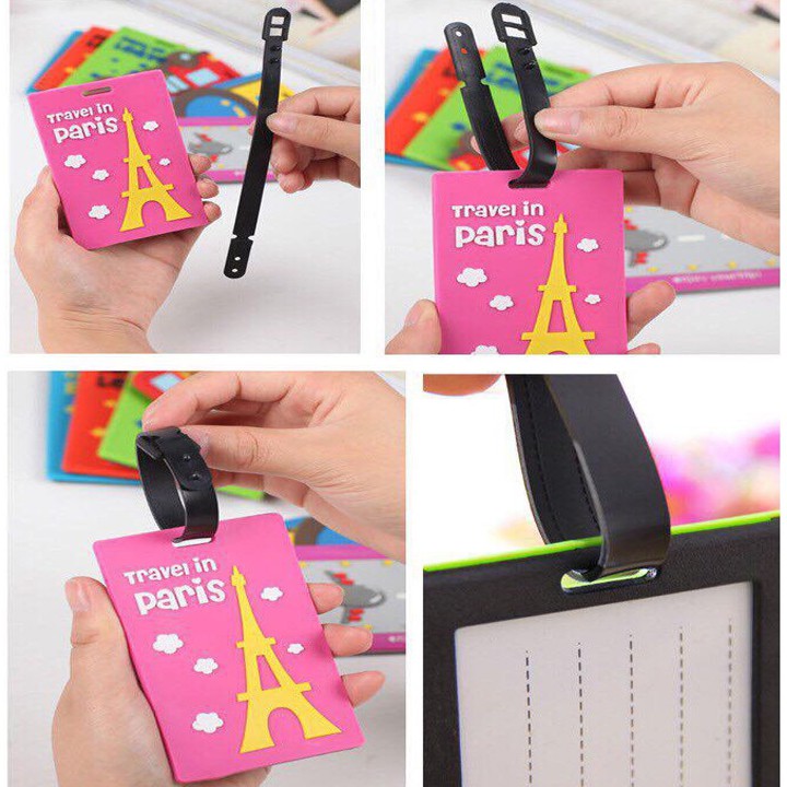 Thẻ ghi hành lý liện lợi hình chữ nhật nhiều hình cute