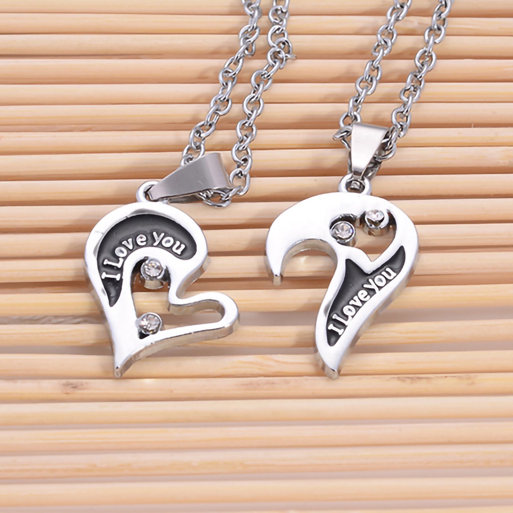 Dây chuyền hợp kim hình trái tim đính đá cho cặp đôi