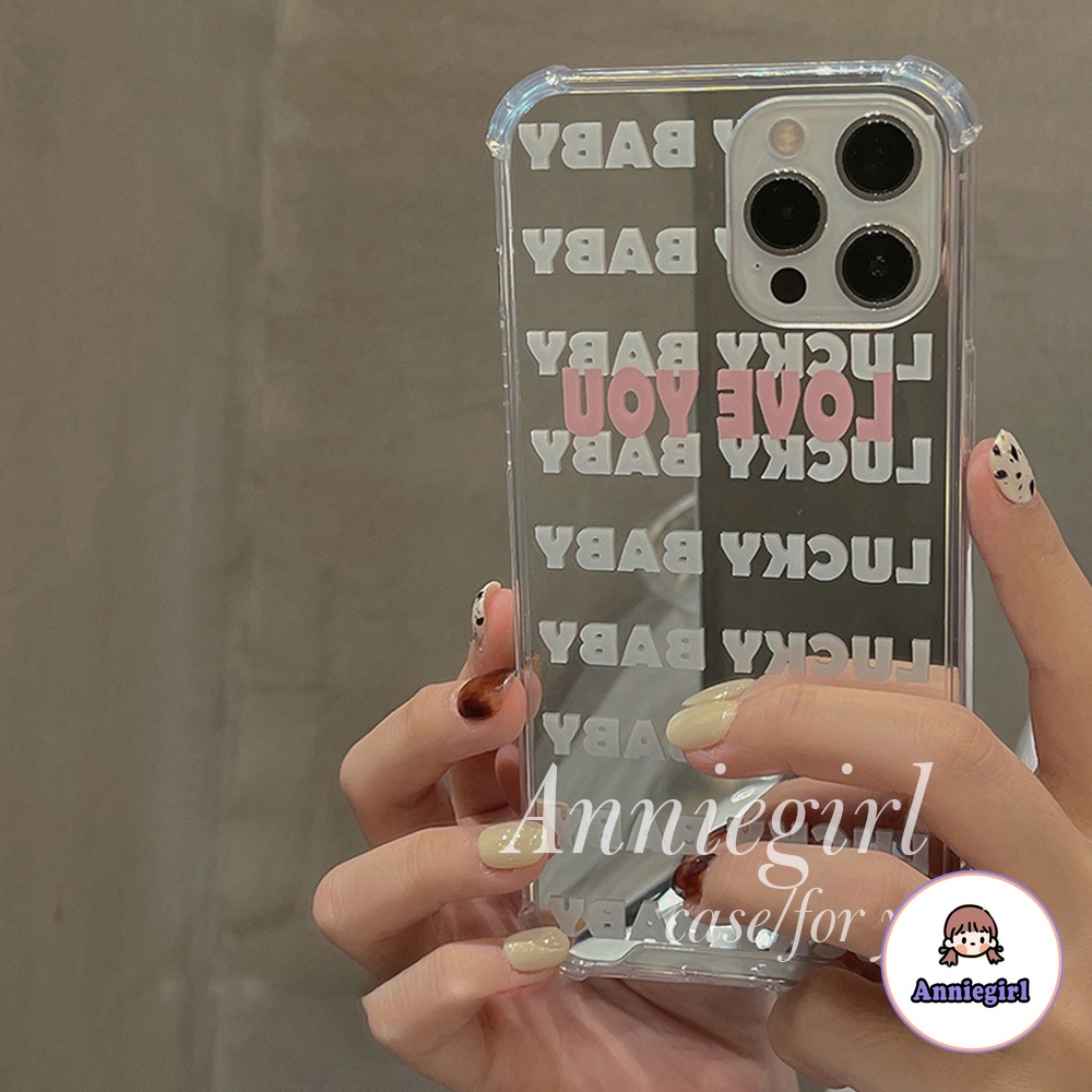 Ốp điện thoại TPU mềm mặt gương in chữ chống sốc thích hợp cho IPhone 11 12 13 14 Pro Max X XS Max XR 8 7 Plus