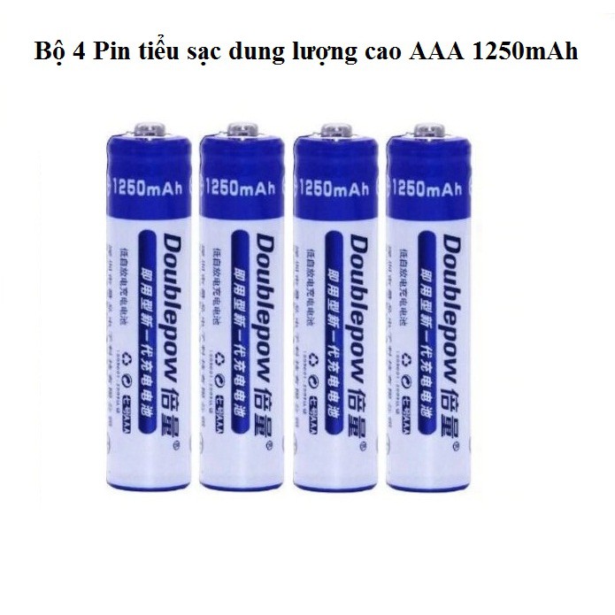 Bộ 4 viên pin tiểu sạc dung lượng cao Doublepow AAA 1250mAh