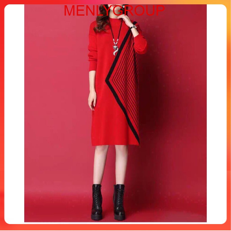ĐẦM LEN SUÔNG SỌC-(hàng nhập)