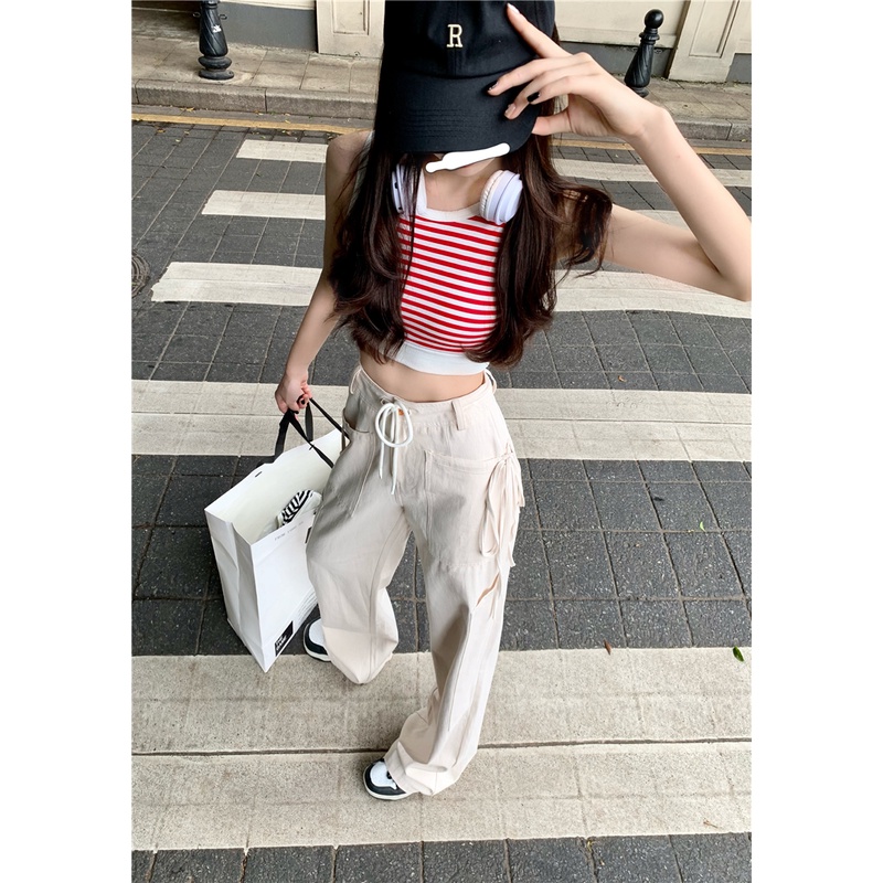 Quần Yếm Jean Dài Ống Rộng Phong Cách retro Thời Trang Cho Nữ