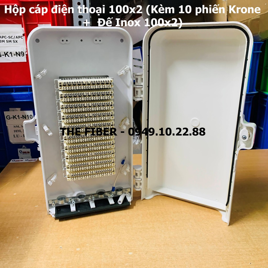 Hộp cáp điện thoại IDF 100x2 (Kèm 10 Phiến Krone 10x2 + Đế Inox 100x2)