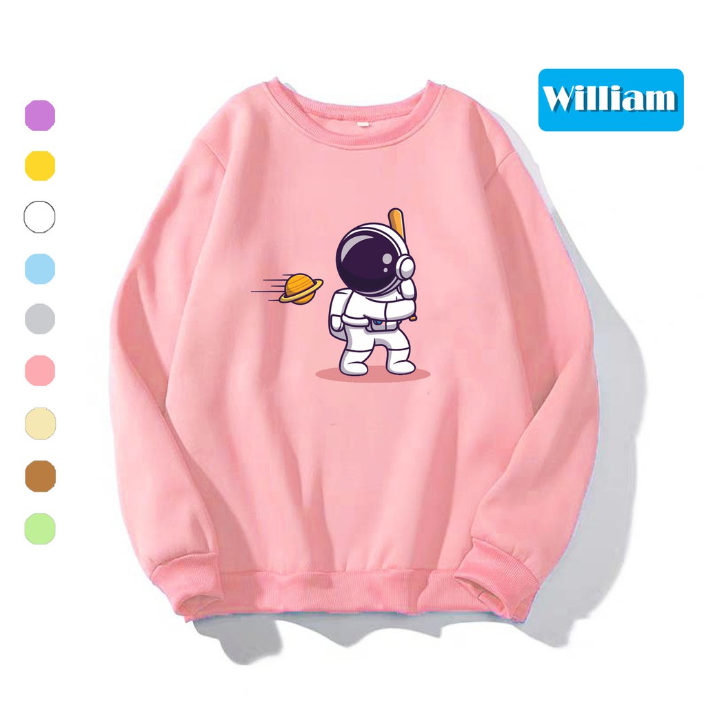 Áo sweater nam nữ in hình Du Hành Gia dễ thương cute, chất nỉ dày dặn, hợp làm áo cặp William - DS155