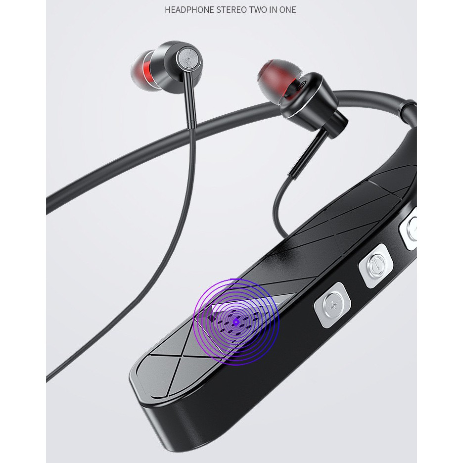 X-ONE SHOP Tai Nghe Bluetooth Không Dây Cao Cấp Thể Thao Có Cả Loa Ngoài VJ097 Super Bass 5.0 Chống Ồn, Chống Nước