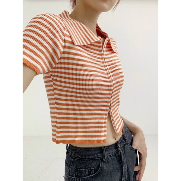 Áo thun Sọc cổ bẻ khoá kéo 2 ĐẦU cực chất (A15)
