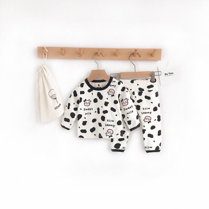 Bộ Thu Đông Minky Mom Cho Bé  Bộ BÒ SỮA Dài Tay Cho Bé Trai Bé Gái  Chất Cotton Cao Cấp Họa Tiết Thấm Hút Mồ Hôi Tốt