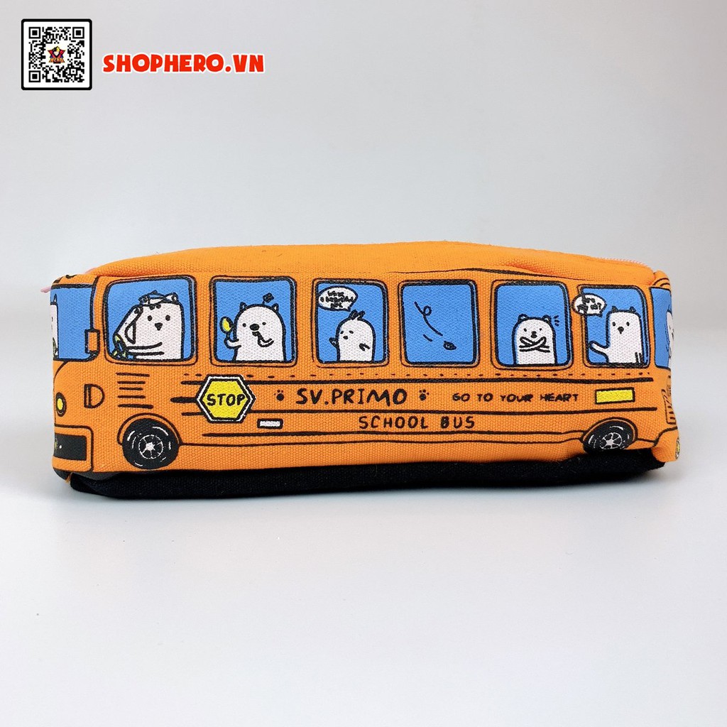 Túi đựng bút học sinh hình xe bus nhiều màu