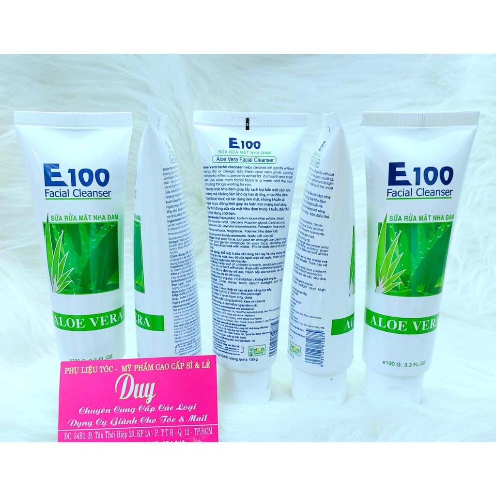 Sữa Rửa Mặt E100 100g - 80g - Nghệ - Bò - Nha Đam Cho Làn Da Sạch Và Sáng Mịn - Hàng Công Ty Loại 1