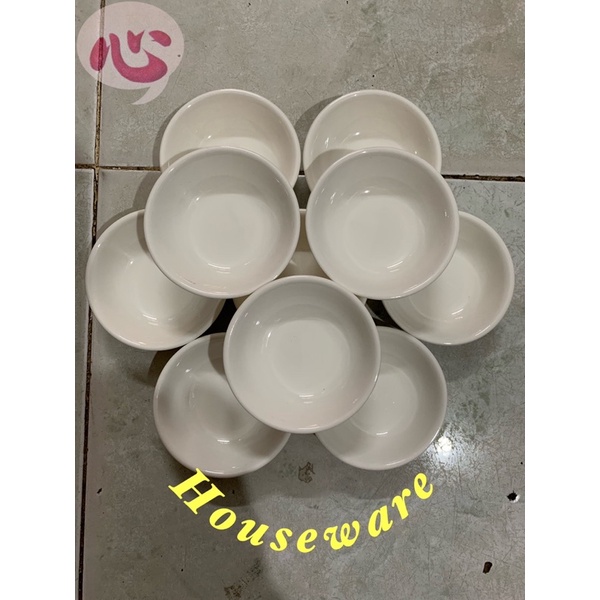lốc 10 Chén Sứ Nhỏ Tráng Men Trắng Đựng Nước Chấm , Muối Tiêu Kích Thước Miệng 7,5cm Cao 2cm