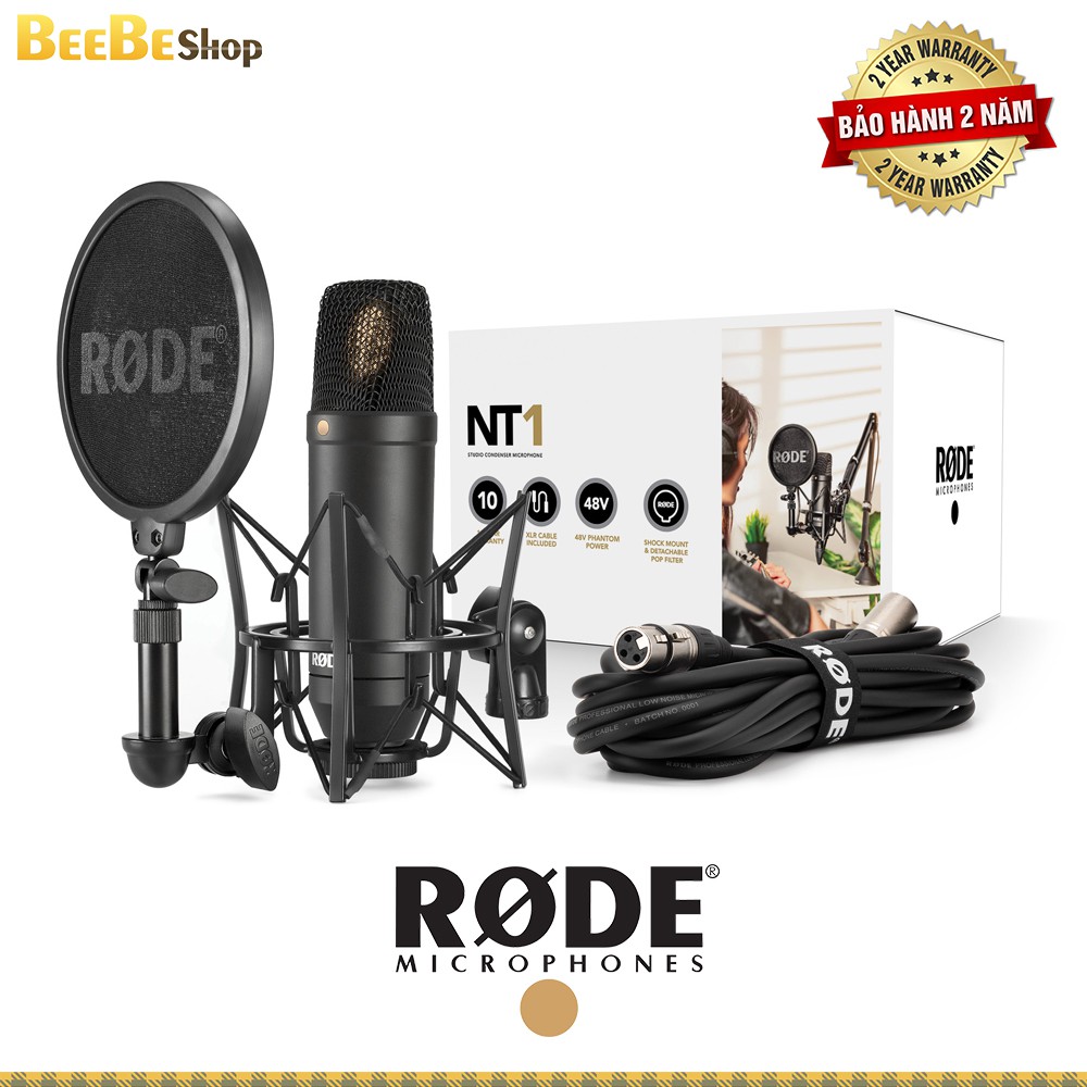 RODE NT1 Kit - Mic Thu Âm Chuyên Nghiệp, Trang Bị Shockmount, Cáp Tín Hiệu, Màng Lọc (Bản 2020)