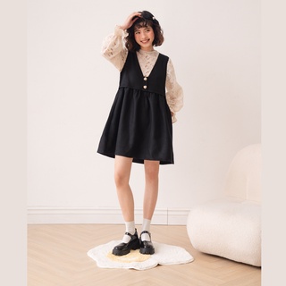 Bleubird váy suông babydoll phối ren hoa kokoro dress