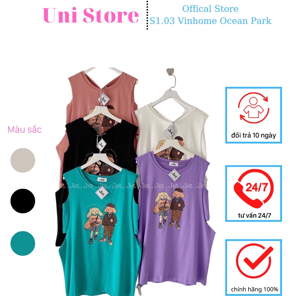Áo thun Nữ - nam khoét nách Free size Tank top hình Cún Kèm áo trong , bao chất đẹp dày dặn - unisex store