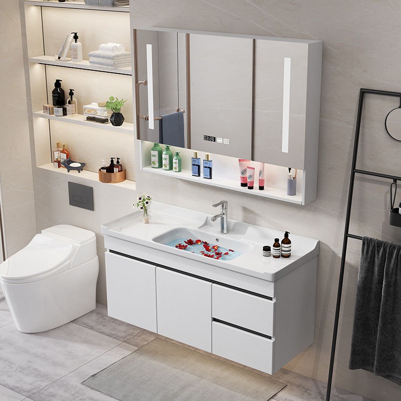 Căn hộ nhỏ hiện đại tối giản kết hợp tủ phòng tắm chậu rửa