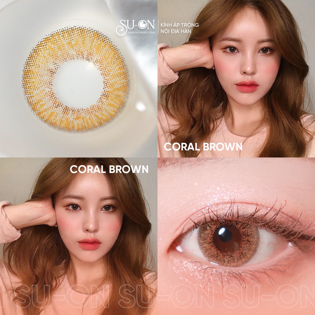 Lens 1 ngày Olens CORAL BROWN áp tròng 14,2mm, nâu tây long lanh Hàn Quốc, siêu êm đeo 24h