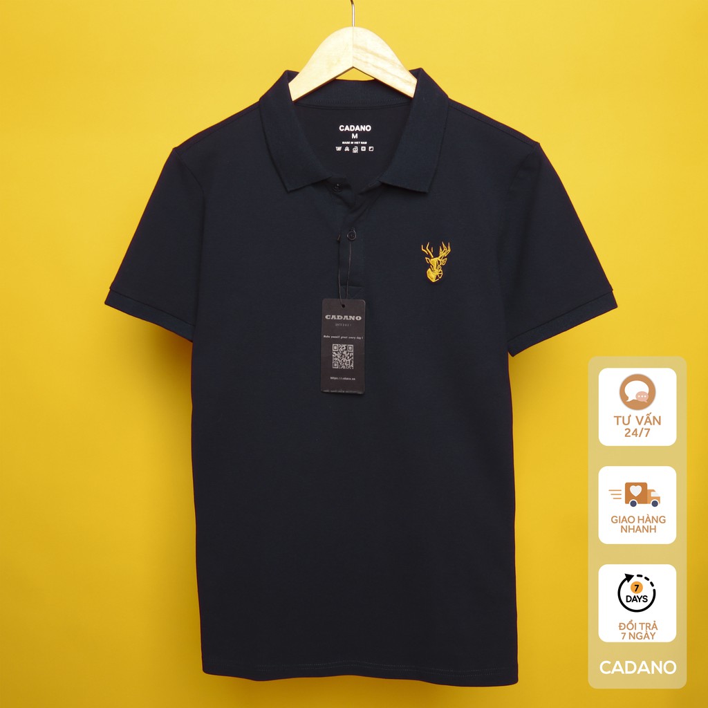 Áo thun polo nam CADANO, áo phông có cổ thêu, chất liệu cotton cá sấu CAD003