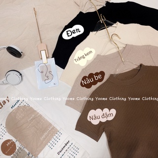 áo len lông thỏ cổ tròn basic tay cộc yoome clothing