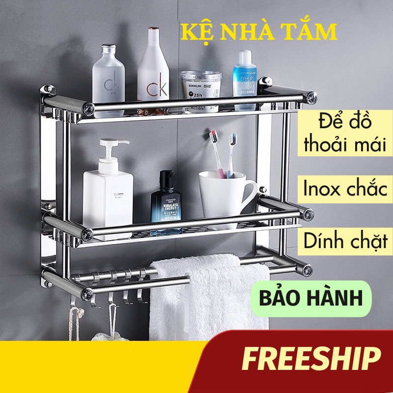 Giá Treo Khăn Nhà Tắm Kệ Treo Khăn Inox Không Gỉ Cao Cấp Nội Thất Phòng Tắm Aki