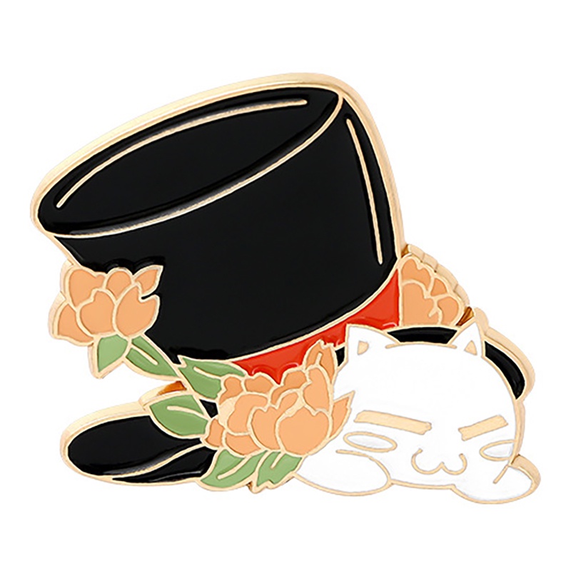 Ghim Cài Áo Hợp Kim Tráng Men Hình Mèo Ăn Sushi Hoạt Hình Dễ Thương