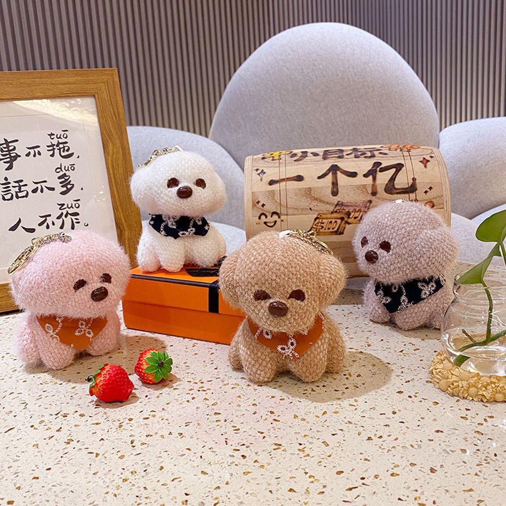 Móc Khóa Hình Chú Chó Nhồi Bông Mềm Mại Đáng Yêu