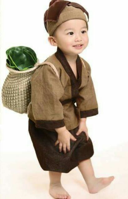 Bộ tiều phu cho bé kèm giỏ L