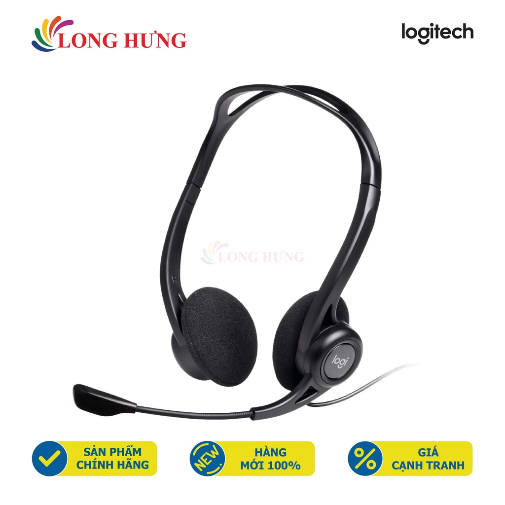 Tai nghe chụp tai có dây Logitech H370 - Hàng chính hãng - Độ dài dây 2.4 m, âm thanh kỹ thuật số, trọng lượng nhẹ