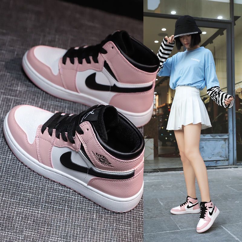 Giày Thể thao JD1 Mid Hồng Cổ Cao Bản Cao Cấp Nhập Khẩu Jordan 1 JD Pink Black