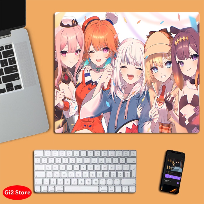 Lót chuột Anime game Hololive Gawr Gura cỡ nhỏ size 20x24, in 3D đẹp siêu rẻ (mẫu mới)