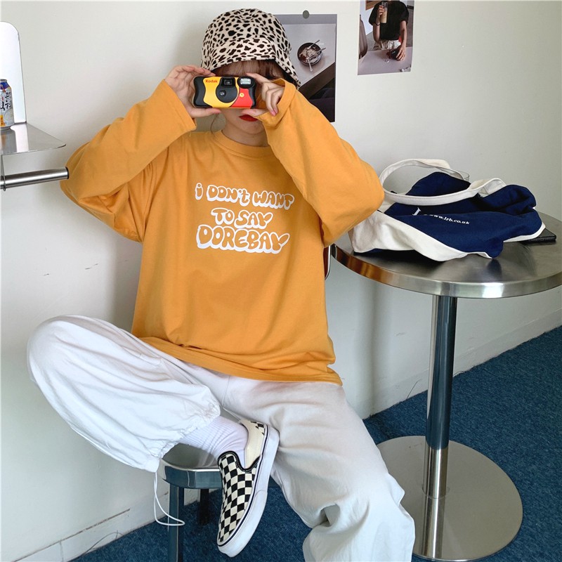 Áo thun dài tay  I DON'T WANT  phông Unisex nam nữ tee oversize form rộng pull Ulzzang Streetwear thu đông vải mềm