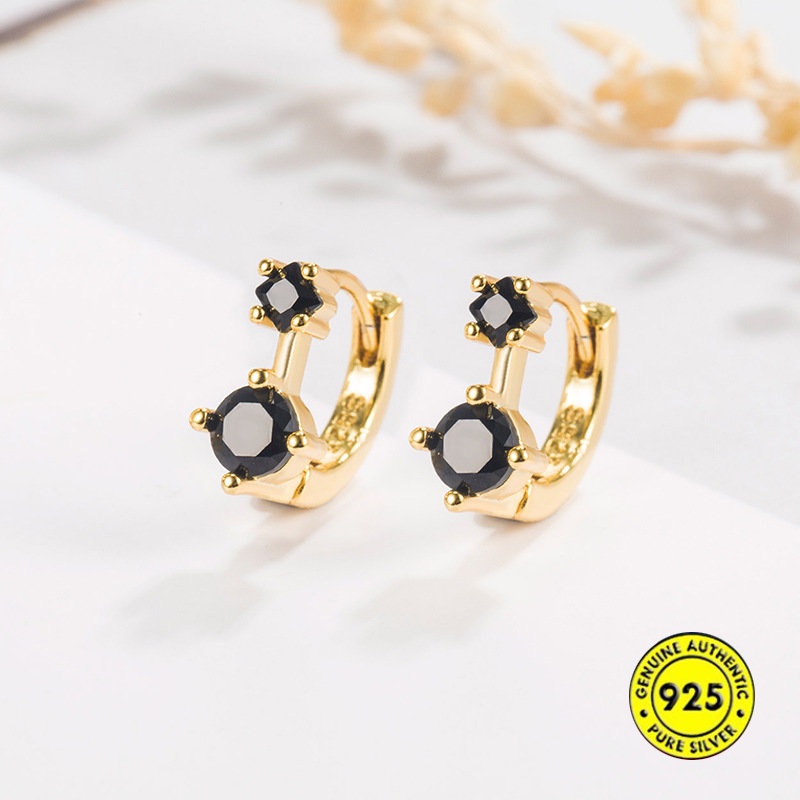Khuyên Tai Đính Kim Cương Đen Đơn Giản U1027