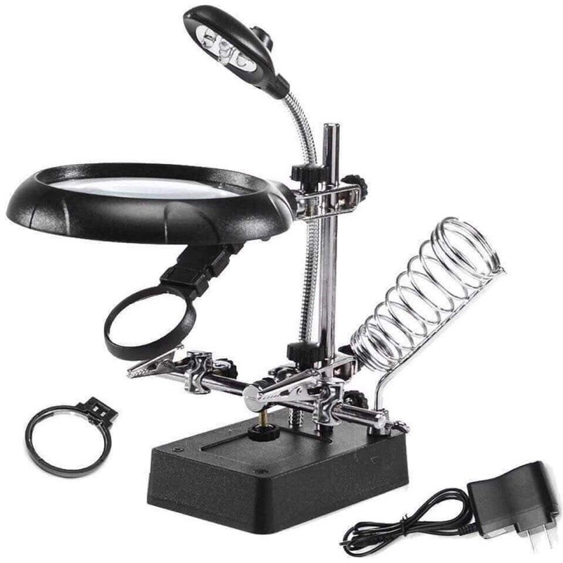 ❤️FREESHIP❤️ Kính lúp kẹp soi hàn mạch điện tử có đèn led và dây cắm điện Loại Tốt Nhất