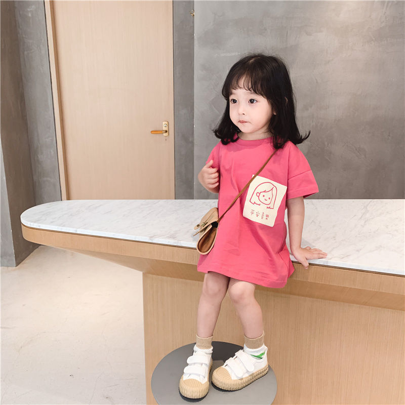 Little girl Korean wave pure cotton babies T-shirt skirt rkklgd