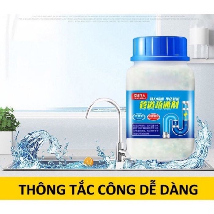 Bột thông cống đường ống bồn cầu bồn rửa mặt thuốc thông tắc cống xử lý triệt để cặn bã - BTC