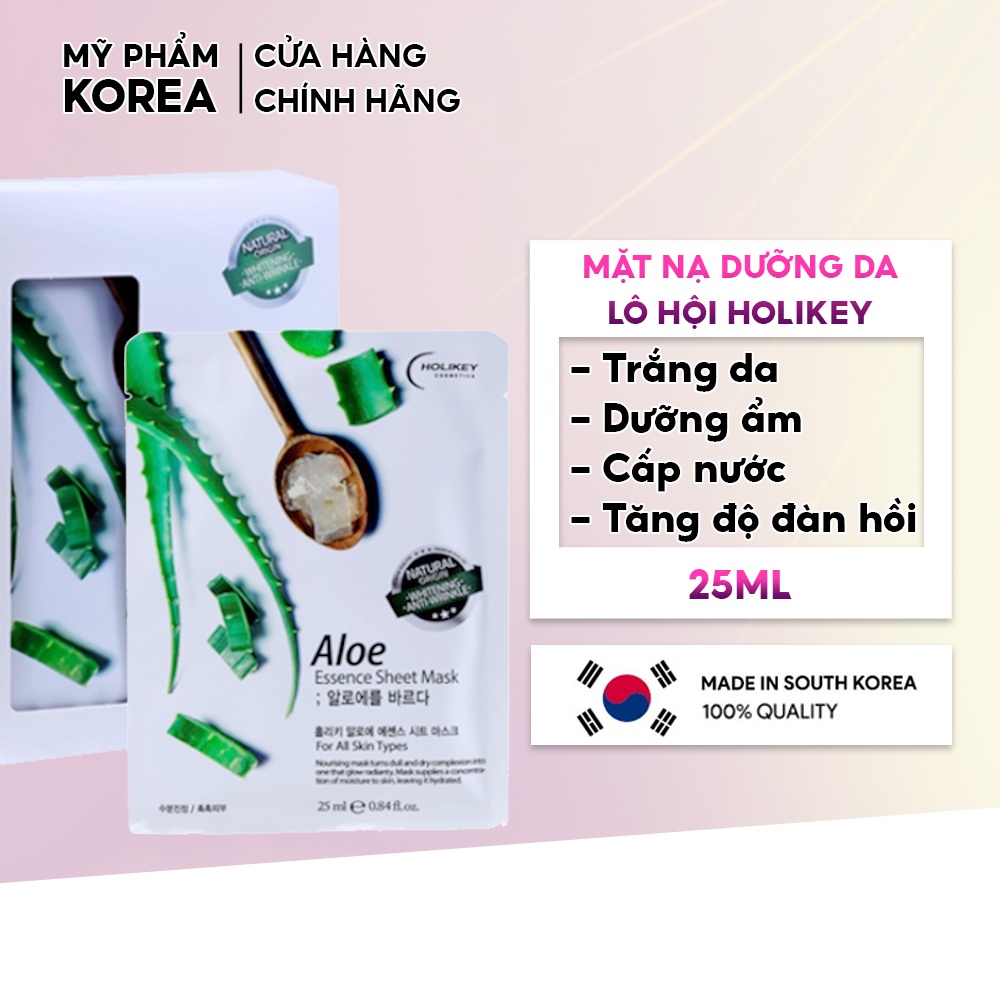 Mặt nạ giấy dưỡng da chiết xuất từ Lô Hội cấp ẩm & làm trắng HOLIKEY Hàn Quốc 25ml