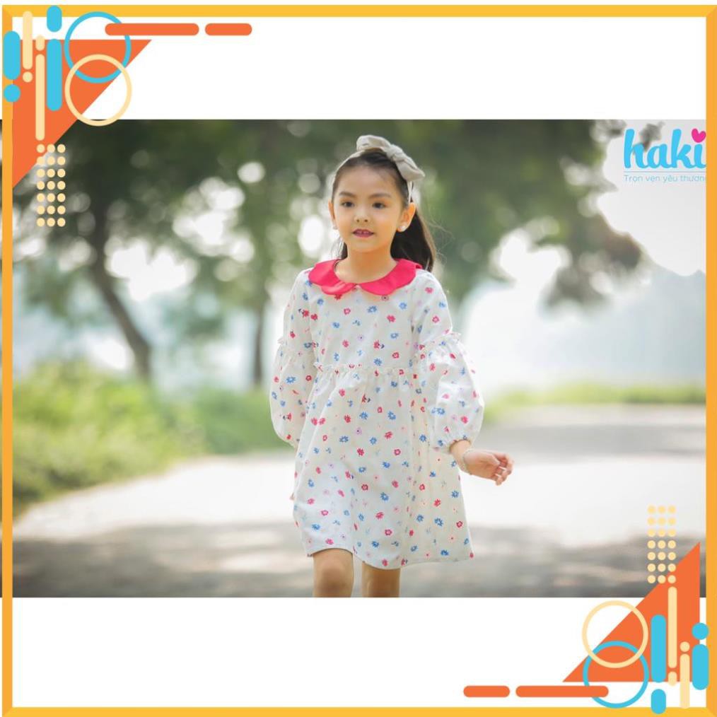 (Haki) Đầm bé gái_Váy hoa bèo tay, cổ Peter Pan sắc màu -HAKI HK498 _Chuẩn Chính Hãng