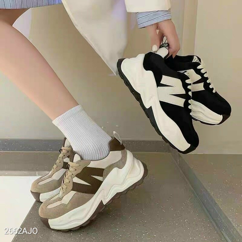 [Sẵn- hàng đẹp]Giày nữ, giày sneaker da lộn phong cách, giày thể thao nữ chữ N hót hít