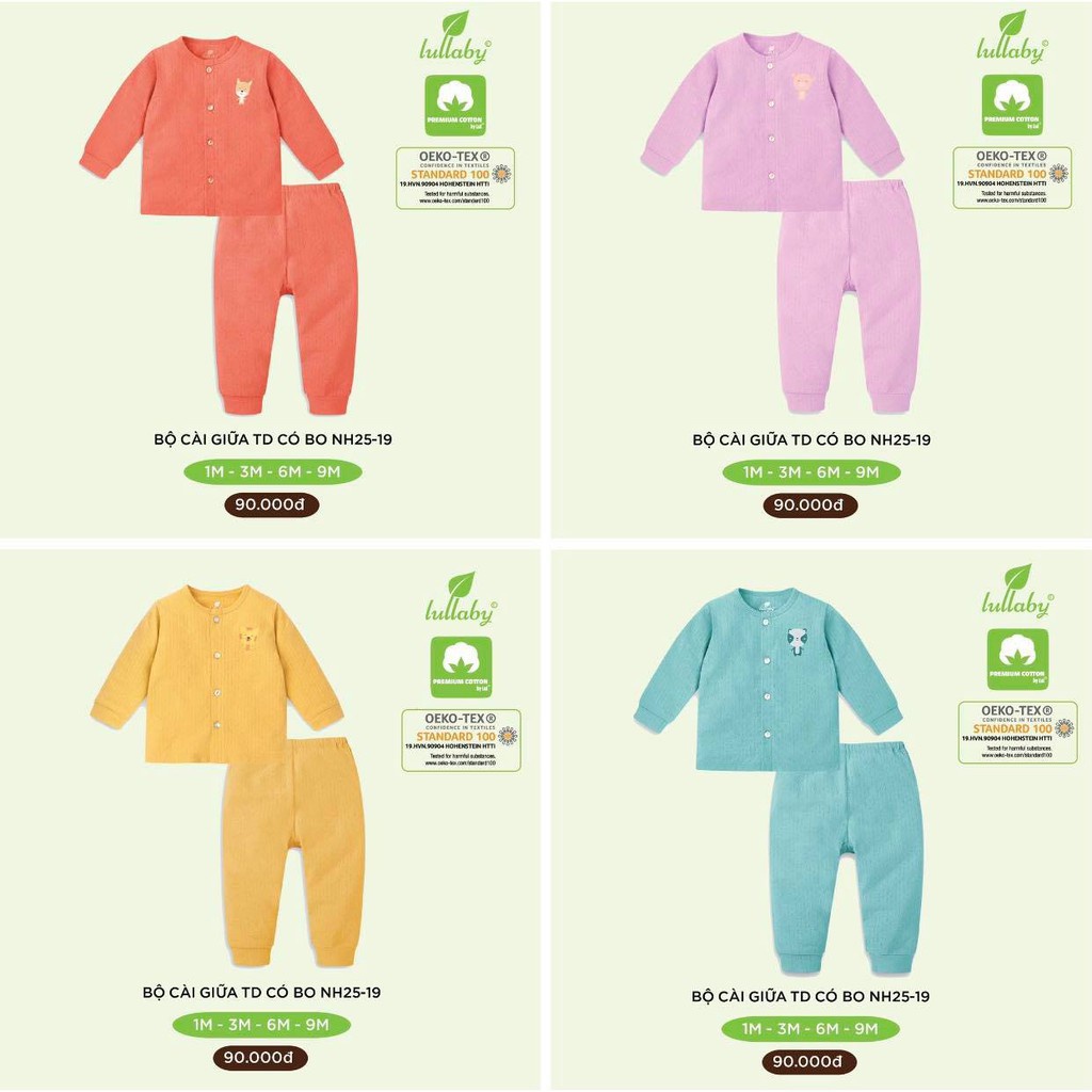 Bộ cài giữa tay dài sơ sinh Lullaby cho bé NH25-19