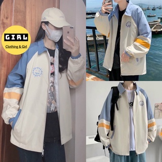 Áo khoác gió cổ bẻ logo mặt cười unisex nam nữ khoác ngoài cao cấp girlvn.pretty 431