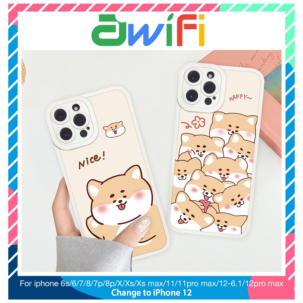 Ốp lưng iphone cạnh vuông lỗ camera shiba nice 6s/6splus/7/7plus/8/8plus/x/xr/xs/11/12/13/pro/max/plus/promax-Awifi U1-8