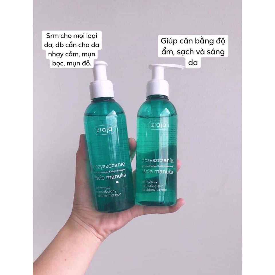 Sữa Rửa Mặt Ziaja Manuka Hỗ Trợ Se Khít Lỗ Chân Lông To, Mụn Viêm, Mụn Trứng Cá - Ziaja Manuka 200ml